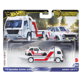 Hot Wheels Car Culture Team Transport 73 Honda Civic Custom 1:64 Scale Car & Transport Vehicle for Race Fans & Toy Car Collectors